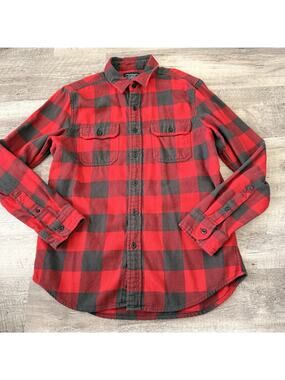 American Eagle Outfitters Flannel Shirt Mens Medium Red Buffalo Plaid Midweight